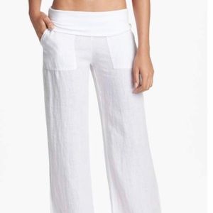 Linen flare fold over beach pants